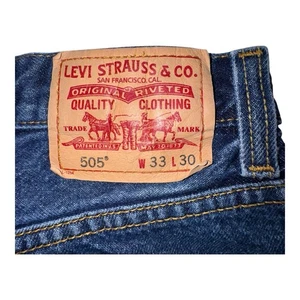 Levis 505 Denim Blue Jeans 33x30 Reg Fit - Picture 1 of 16
