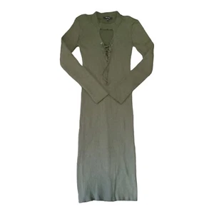 Women long sleeve lace sheath stretch midi dress  green XL  - Picture 1 of 4