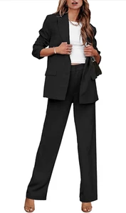 NEW Black High Waisted Straight Leg Dress Pants Career L - Picture 1 of 6