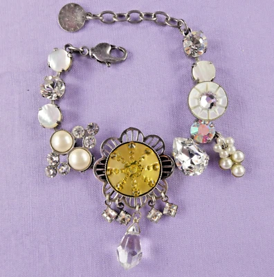 Reminiscene Paris Zoe Lilla Crystal Bracelet Charms Silver Plated 7.5" - Image 1 of 4
