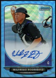 2013 Bowman Chrome WILFREDO RODRIGUEZ "BLUE WAVE REFRACTOR" Autograph RC #14/50