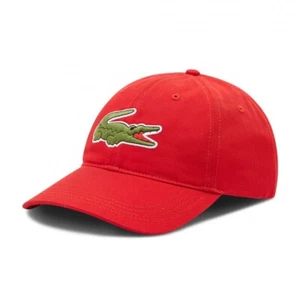 Lacoste Logo Baseball Cap Red Oversized Croc Hat - Picture 1 of 5