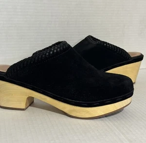 FRYE & CO ODESSA SCHWARZE WILDLEDER HOLZ PANTOLETTE CLOG SCHUHGRÖSSE 6,5 - Bild 1 von 5