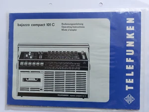 Telefunken Bajazzo Compact 101 C Bedienungsanleitung mit Schaltplan -ungebraucht - Bild 1 von 1