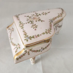 Vintage Norleans Pink Hand Painted Porcelain Trinket Jewelry Piano Box - Japan - Picture 1 of 14