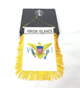 Virgin Islands Flag Mini Banner 4" x 6" w/ Suction Car Window Decoration - Picture 1 of 2