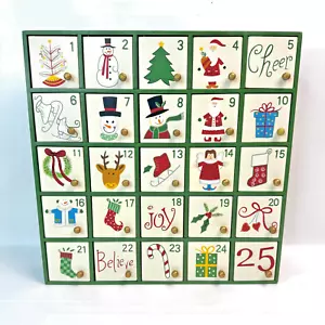Wooden Countdown to Christmas Door Advent Calendar Storage Organizer 24 Drawers - Picture 1 of 13