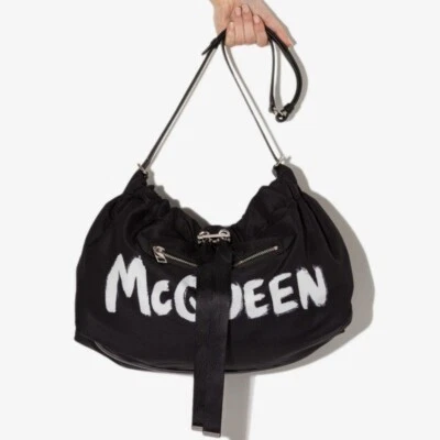 Auténtico bolso mediano Alexander McQueen para mujer The Bundle en negro/blanco nuevo con etiquetas Foto 1 de 4