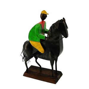 Vtg Manuel Felguerez Folk Art Brutalist Horse Rider Metal Sculpture 14” signed - Picture 1 of 10