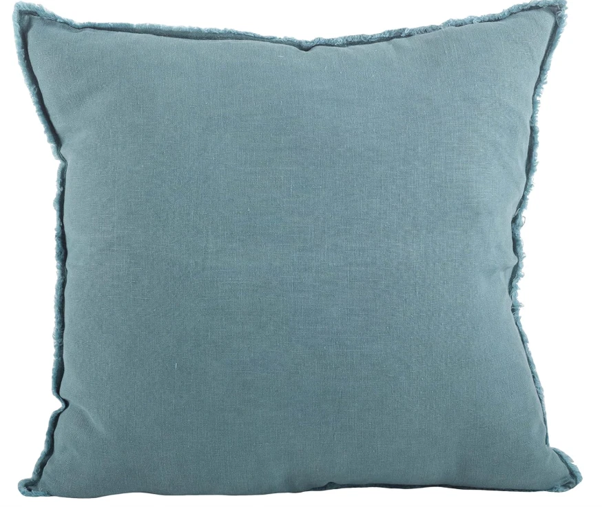 Stone Washed 20 X 20 Pillow SARO LIFESTYLE Linen Fringed - Image 1 of 1