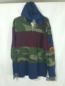  American Rag Men Green Long-Sleeve  Camouflage Pullover Hoodie Size L Rugby - Picture 1 of 5