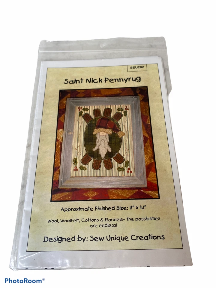 Saint Nick Penny Rug by Sew Unique Creations Wool Applique 11" x 14" - Image 1 of 1