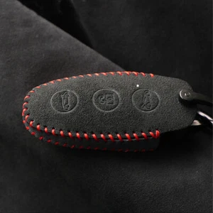 Full Suede Covered Key Fob Remote Protector Holder Cover Case For Tesla C - Picture 1 of 7