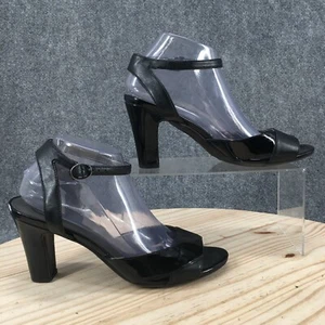 Life Stride Sandals Womens 9 M Calden Ankle Strappy Heels Black Faux Leather - Picture 1 of 18