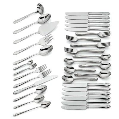 REED BARTON DULANEY 85 PIECE 18/10 STAINLESS STEEL 890340 SERVICE FOR 12 + HOST - Image 1 of 4