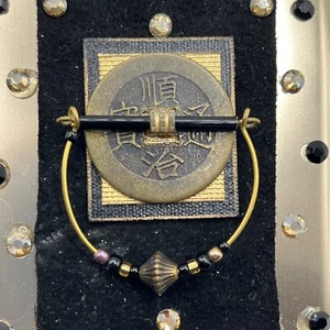 HANDMADE CUSTOM METAL WALLET WITH ASIAN COIN LOGO - Picture 1 of 11