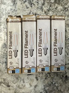 4 PK LED T6 Clear Decorative Candelabra (E12) Base, 3000K Light Bulb, Soft White - Picture 1 of 2