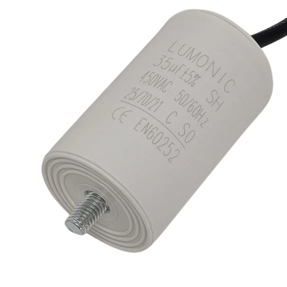 LUMONIC Anlaufkondensator 35µF 450V mit Kabel 25cm 45x75mm 35uF Motorkondensator mit Kun