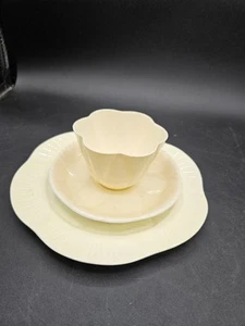 VTG. Shelley Teacup/saucer w/Biscuit Dish Yellow set of 3 England - Picture 1 of 8
