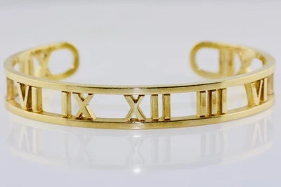 Tiffany and Co. Atlas Bracelet 18K Yellow Gold Roman Numeral Open Cuff Bracelet - Image 1 of 4