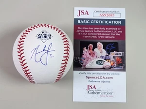 Nate Nathaniel Lowe Signed 2023 World Series Baseball JSA COA Rangers 23 WS - Picture 1 of 9