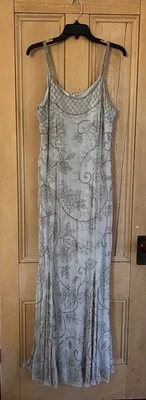Elegante vestido de cóctel Cache para mujer con cuentas de seda Gatsby talla XL plateado SP EXC Foto 1 de 4