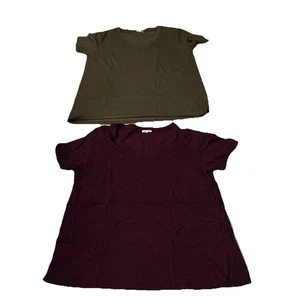 Paar bequeme mauve Strick Loanna Größe 2X Kurzarm V-Ausschnitt T-Shirt Top - Bild 1 von 4