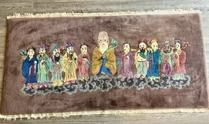 1920s-1930s Handknotted Chinese Art Deco Wool Rug TEN IMMORTALS DISCIPLES. SEE** - Picture 1 of 12