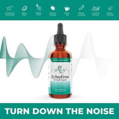 Gotas de apoyo a la salud del oído EchoFree - Alivio natural del tinnitus - 2 oz - Vegano Foto 1 de 4