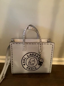 NWT~KARL LAGERFELD LARGE ICE BLUE STRAP FAUX LEATHER BAG CHARM - Picture 1 of 9