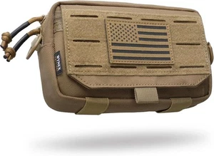 WYNEX Tactical Molle Admin Pouch,Tactical EDC Bag Utility Laser Cut Khaki  - Picture 1 of 7