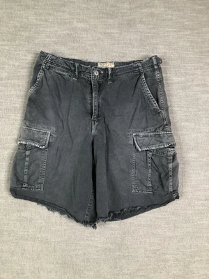 American Eagle Outfitters Shorts Mens 32 Black Cargo Raw Hem Cutoff 2ZC/1021 - Image 1 of 4