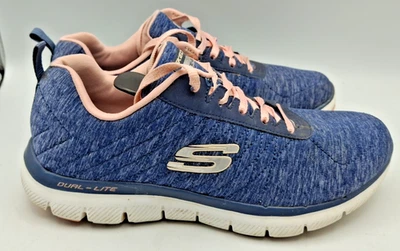 Women’s Skechers Flex Appeal Trainer Navy Mesh With Lavender Trim UK4 EU37 J1957 - Image 1 of 4