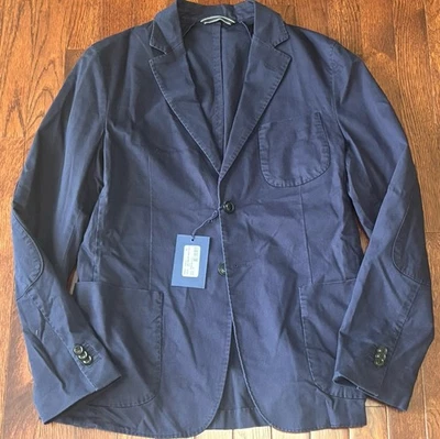 NWT Gant Twill Cotton Stretch Jacket Blazer 38 Blue Weekender Fit Elbow Patches - Image 1 of 4