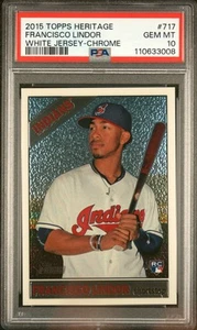 2015 Topps Heritage #717 Francisco Lindor White Jersey - Chrome PSA 10 #/999 - Bild 1 von 2