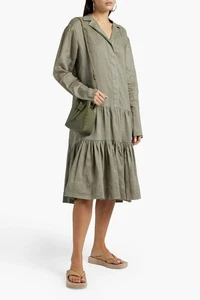 RRP€600 JOSEPH Ramie Midi Shirt Dress FR38 US6 UK10 M Lined Gathered Collared - Picture 1 of 6