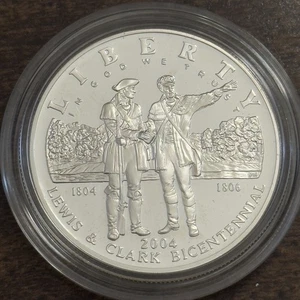 2004 Lewis & Clark Silver Dollar ~ US Commemorative Coin In Capsule - Picture 1 of 2