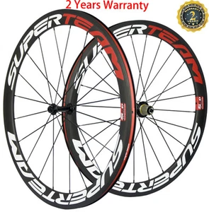 Superteam 50mm Carbon Wheels Road Bike Clincher Carbon Bicycle Wheelset 700C - Picture 1 of 12