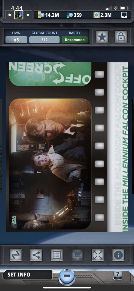 Topps Star Wars Digital Card Trader Green Off Screen Falcon Cockpit Insert Award - Image 1 of 1