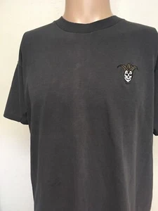 Vintage 90s Anchor Blue Jester Skull Striped Skater T Shirt Single Stitch Large - Picture 1 of 12