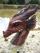 65656  STATUETTE  FIGURINE TETE  DRAGON ROUGE HEROIC FANTASY CRANE