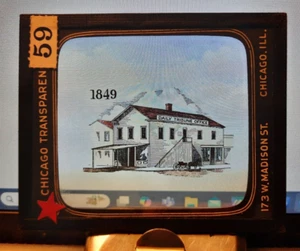 Vintage Magic Lantern Glass Slide color drawing of CHICAGO DAILY TRIBUNE OFFICE - Picture 1 of 2