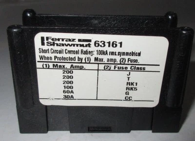 FERRAZ SHAWMUT POWER DISTRIBUTION BLOCK 63161 1 POLE 600V Short Circuit 100kA - Image 1 of 4