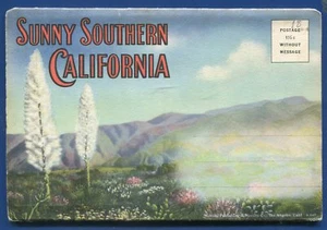 Sunny Southern California ca Roosevelt Hwy RR locomotive postcard folder foldout - Picture 1 of 2