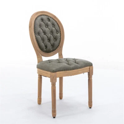 Juego de 2 sillas de comedor francesas tapizadas de cuero PU de madera maciza, verde pino blanco Foto 1 de 4