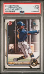 2022 Bowman Paper Jackson Chourio 1st Prospect Card PSA 9 Mint #BCP-79 Brewers - Picture 1 of 2