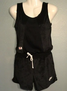 Nike Girl's Heritage Romper Black DD2338 French Terry S M L - Picture 1 of 6