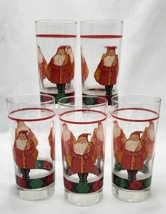 5 1995 BLOCK FATHER CHRISTMAS Pattern - 14oz Glassware Tumblers/Drinking Glasses - Picture 1 of 4
