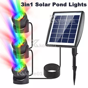 3-in-1 RGB Solar LED Gartenstrahler Teichbeleuchtung Pool Aquarium Teich Licht - Bild 1 von 14