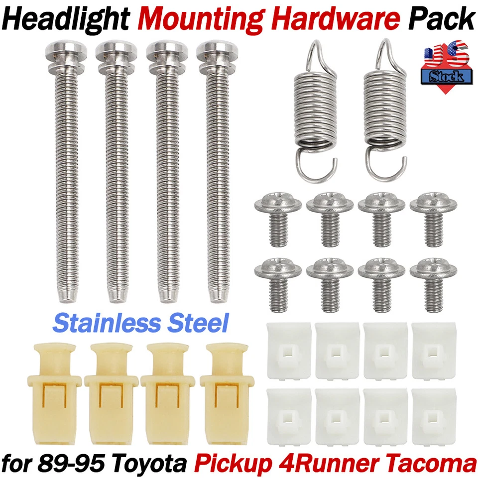 For 1989-1995 Toyota Pickup 4Runner Headlamp Hardware Adjust Screws Clips Spring - Изображение 1 из 4